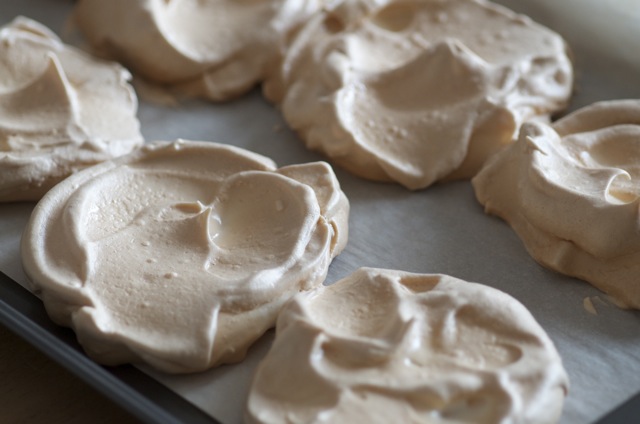 pavlova nests after baking